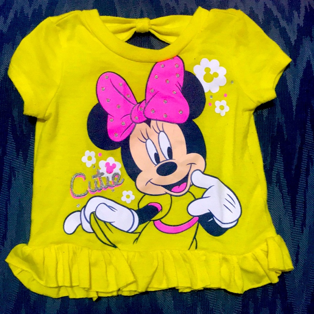 Minnie 12 month old girl yellow Minnie Mouse shirt